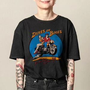 Dykes On Bikes Shirt Lesbian Pulp 50S Retro Tee Butch Lesbian Top
